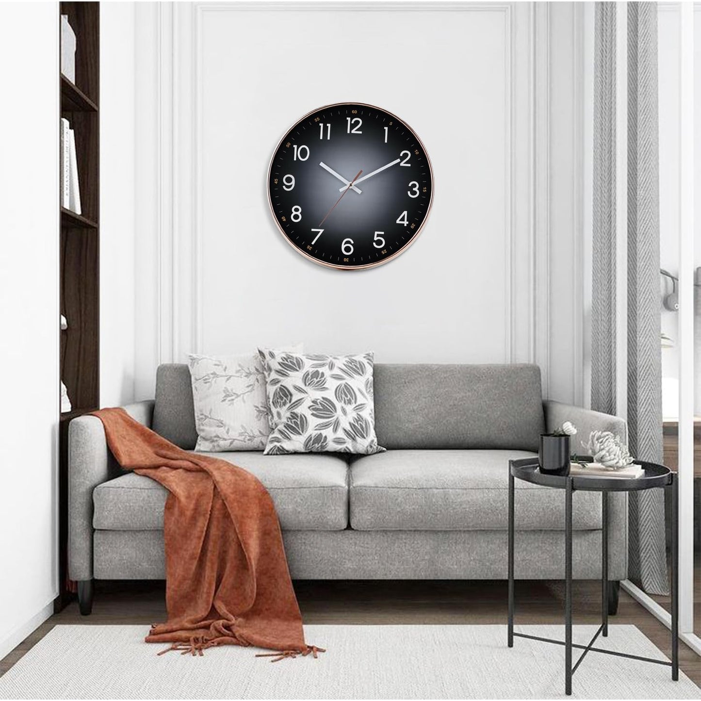 QWANPET Wall Clock,12" Modern Round Wall Clocks,Quality Quartz Silent Non-Ticking Wall Clock,Decor Wall Clocks for Living Room Bedroom Kitchen Home