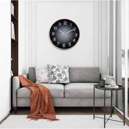 QWANPET Wall Clock,12" Modern Round Wall Clocks,Quality Quartz Silent Non-Ticking Wall Clock,Decor Wall Clocks for Living Room Bedroom Kitchen Home