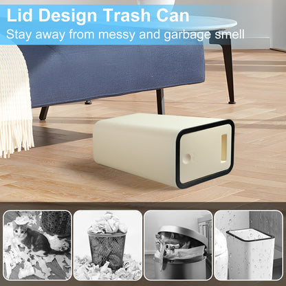 Anzoymx Bathroom Trash Cans with Lids - 3 Pack Kitchen Garbage Can 4 Gallons 2 PCS and 3 Gallons 1 PC with Pop Up Lid,Small Narrow Waste Basket for Bedroom Living Room and Office(3 Pack,Yellow)