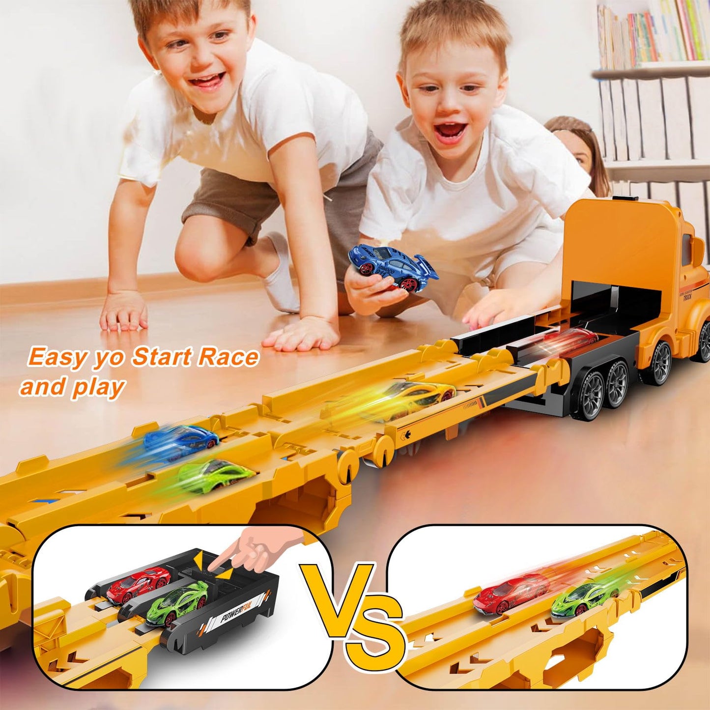 Transport Carrier Truck Toy with Race Track Playset