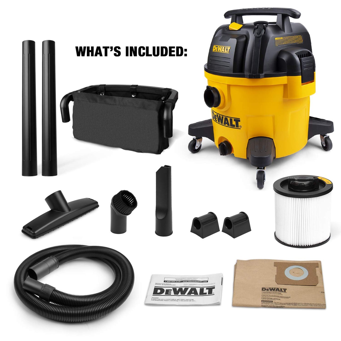 DEWALT 9 Gallon Wet/Dry VAC, Heavy-Duty Shop Vacuum with Attachments, 5 Peak HP, with Blower Function, DXV09PA