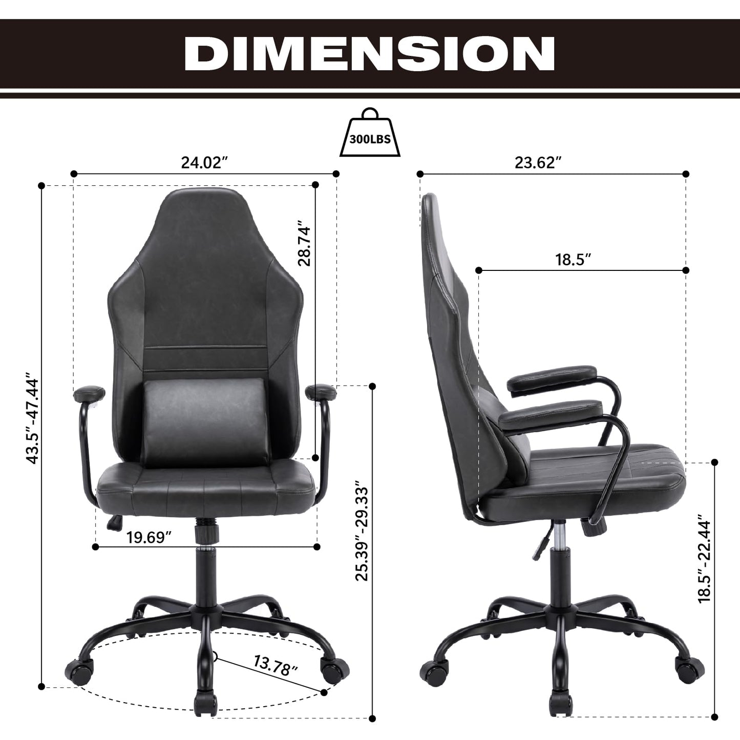 TUKAKA Executive Office Chair, Home Office Desk Chair, High Back Vintage Leather Desk Chair, 360° Swivel Computer Chair, Height Adjustable Tilt Vanity Task Chair for Office, Reading Meeting Room