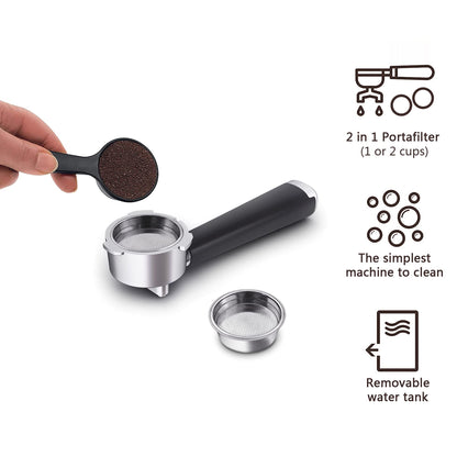 Espresso Machine 20 Bar with Removable Tank