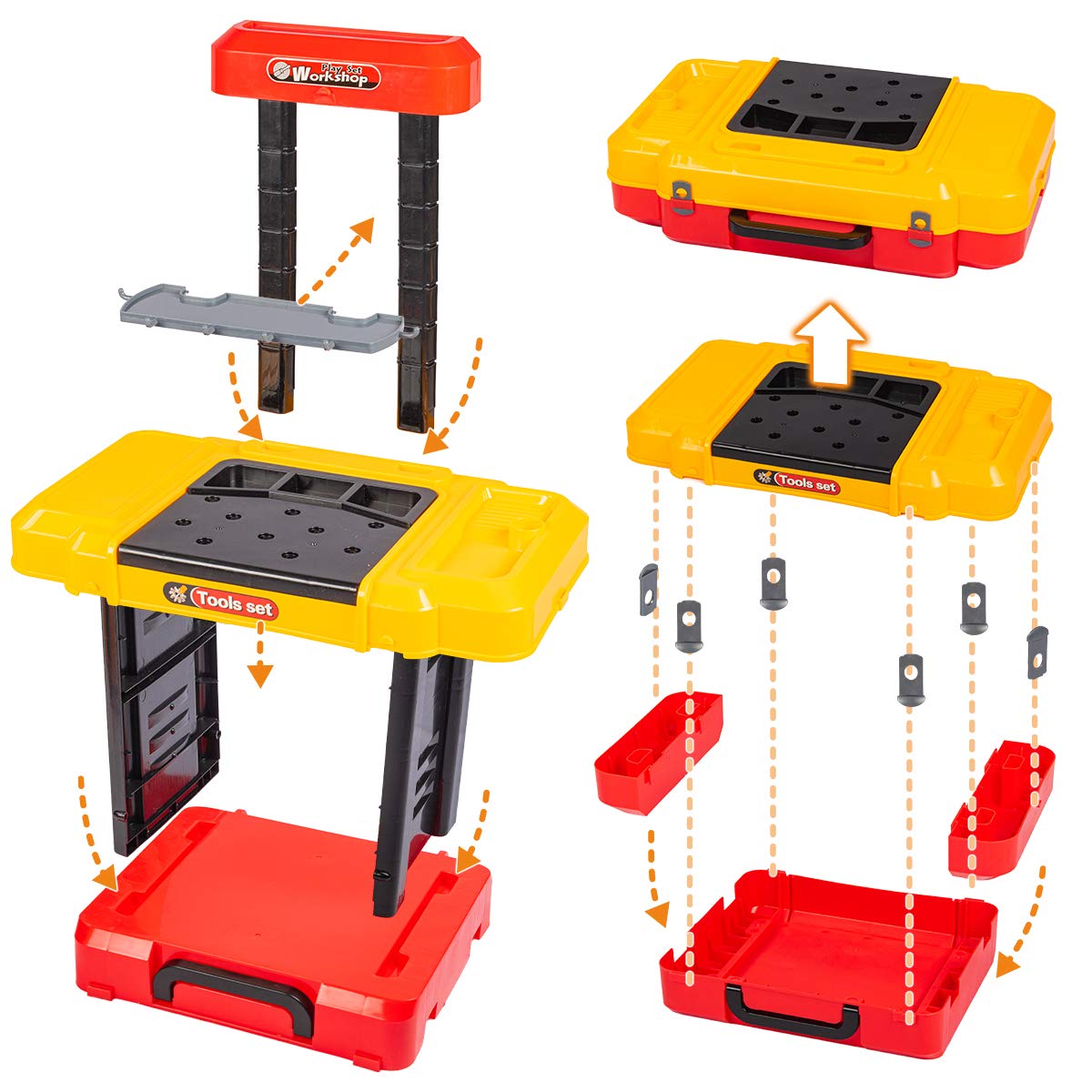 Kids Tool Bench with Electric Drill Toddler Workbench Tools Set for Kids Pretend Play Learning Toy Tool Set, Indoor & Outdoor Toys for 2 Year Old Boys Gift