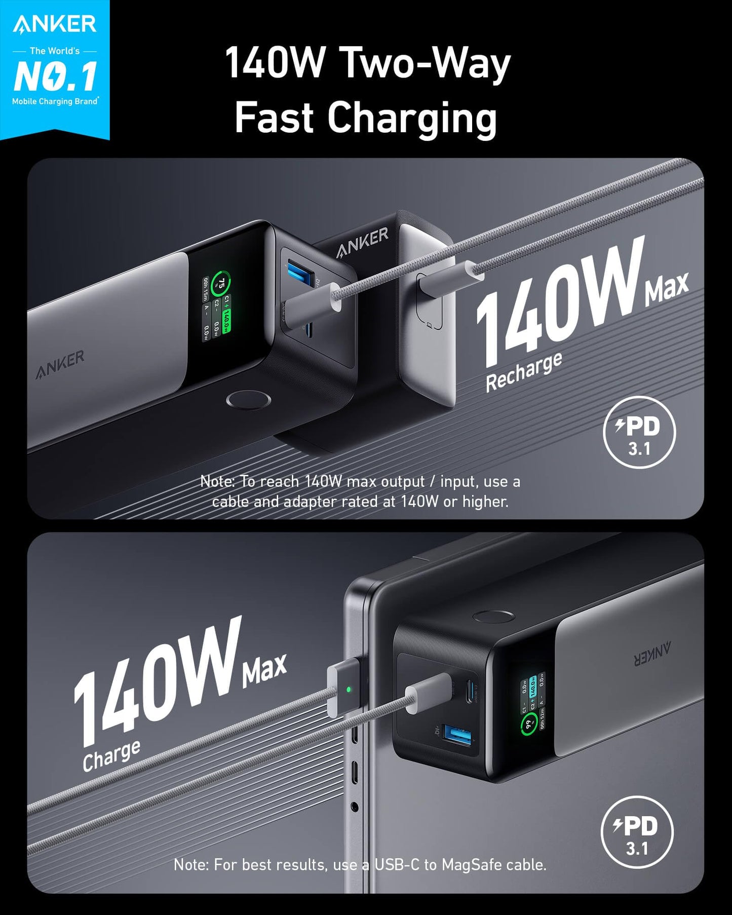 24,000mAh Anker Portable Laptop Charger with Fast Charging