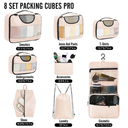 Veken Packing Cubes with Toiletry and Shoe Bag