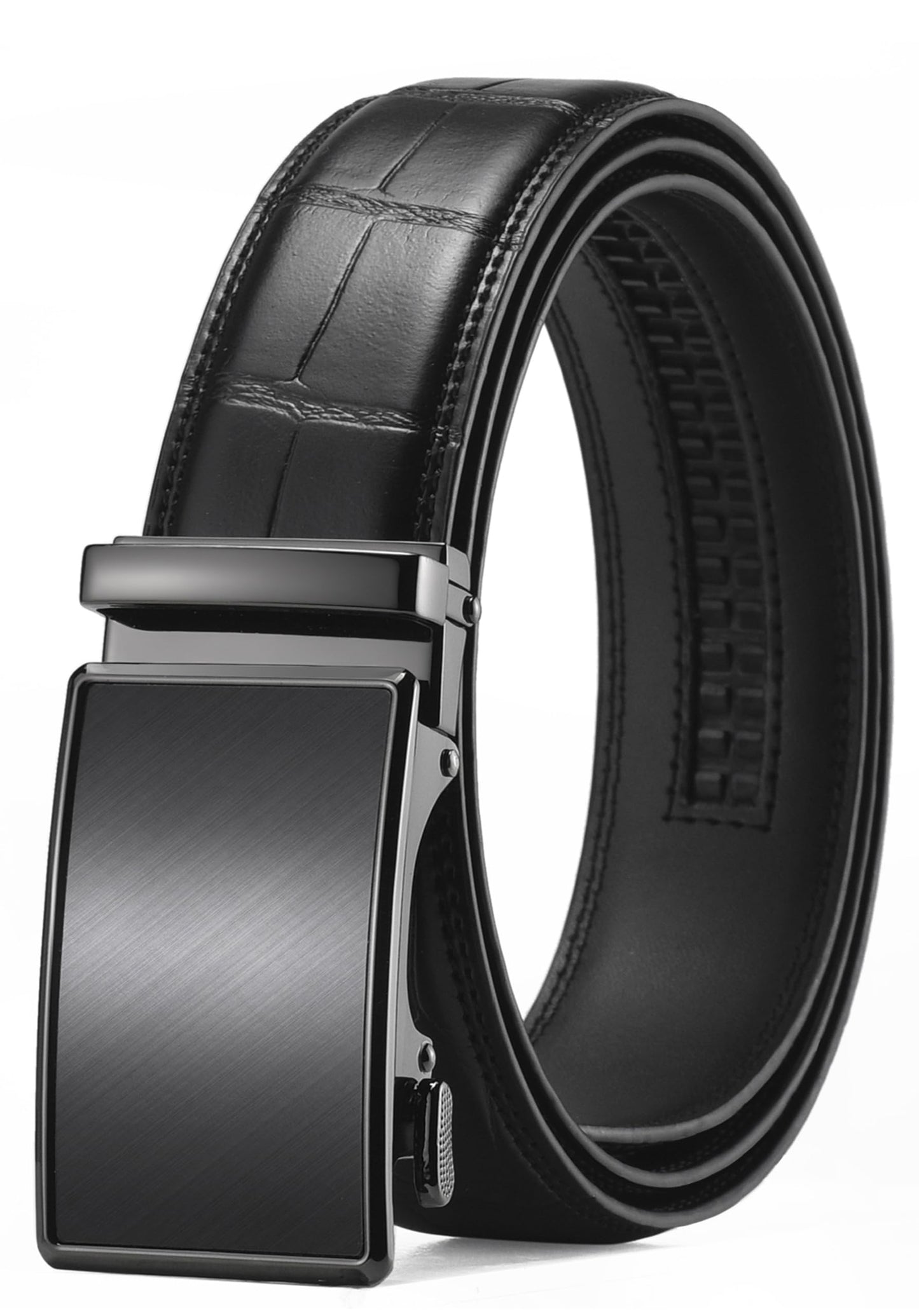 Men's Leather Ratchet Dress Belt with Click Buckle