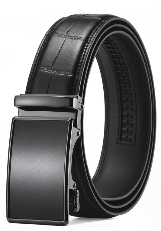 Men's Leather Ratchet Dress Belt with Click Buckle