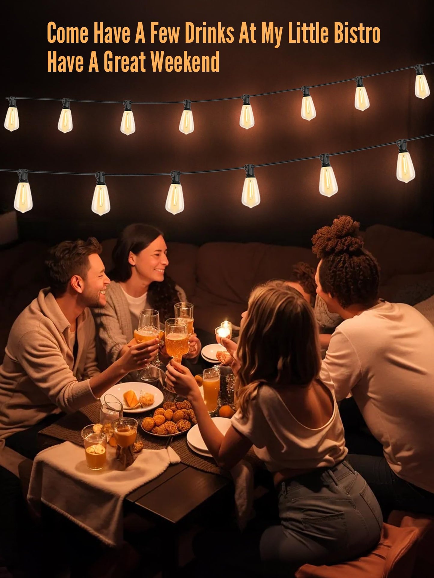 YUVITA 50FT Outdoor String Light, ST38 LED Patio Lights Waterproof with 25+2 Vintage Bulbs Shatterproof Energy Saving, 2700K Outside Hanging Edison Bulbs Lighting for Backyard,Bistro, Camping,Gazebo