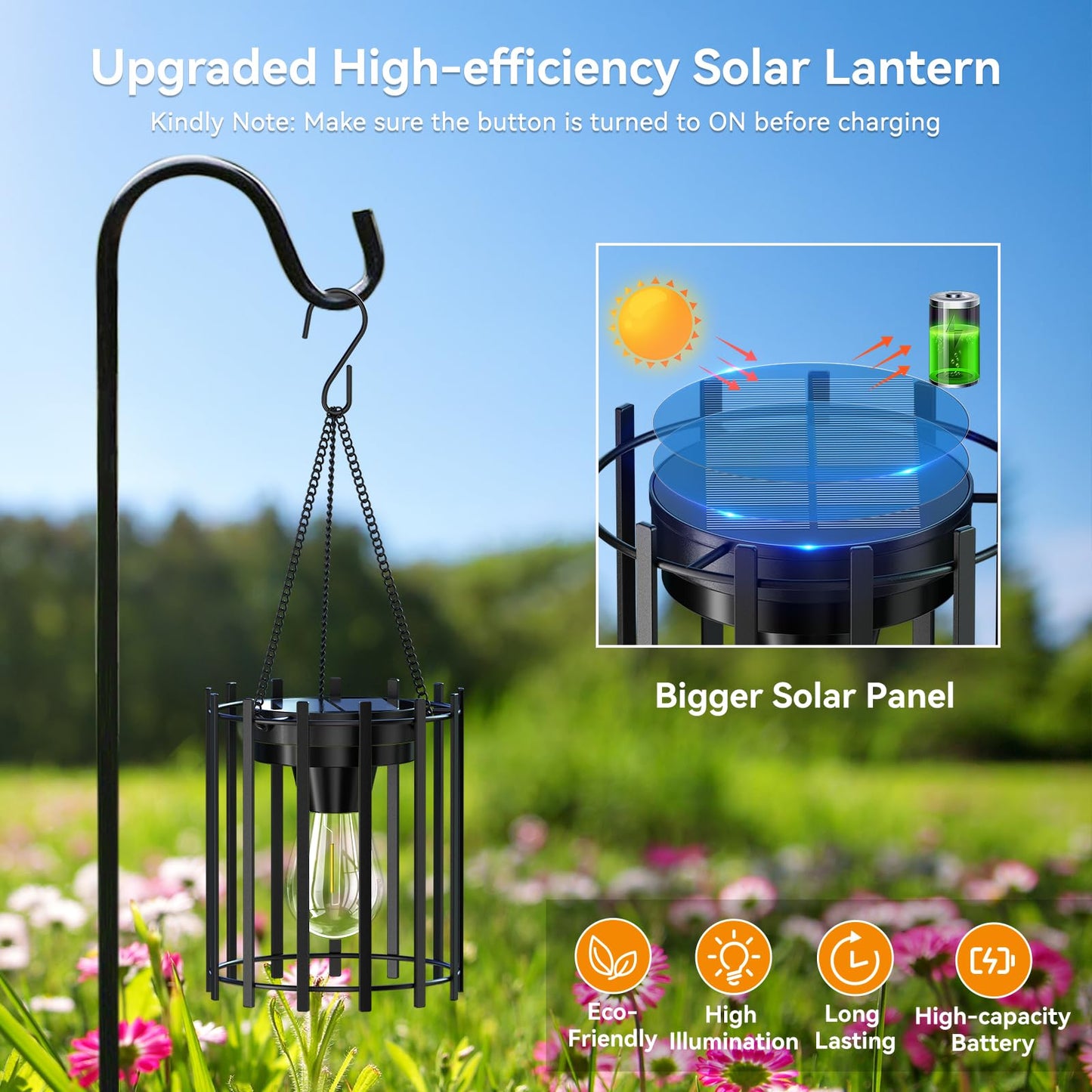 KOOPER Solar Lanterns Outdoor Waterproof Decorative 2 Pack