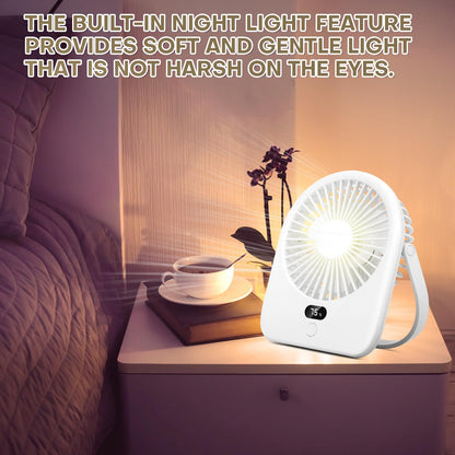 Portable Rechargeable Desk Fan with LED Light