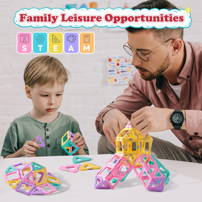 Magnetic Building Tiles Set for Kids 3-8 Years