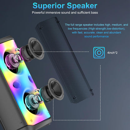 80W Portable Bluetooth Party Speaker with LED Lights