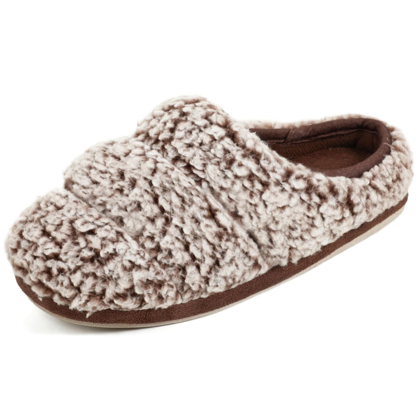 Wishcotton Women's Lightweight Fuzzy Sherpa House Slippers, Brown, Size 5-6