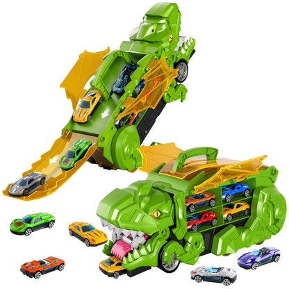 IHAHA Dinosaur Transporter Truck with Die-Cast Cars