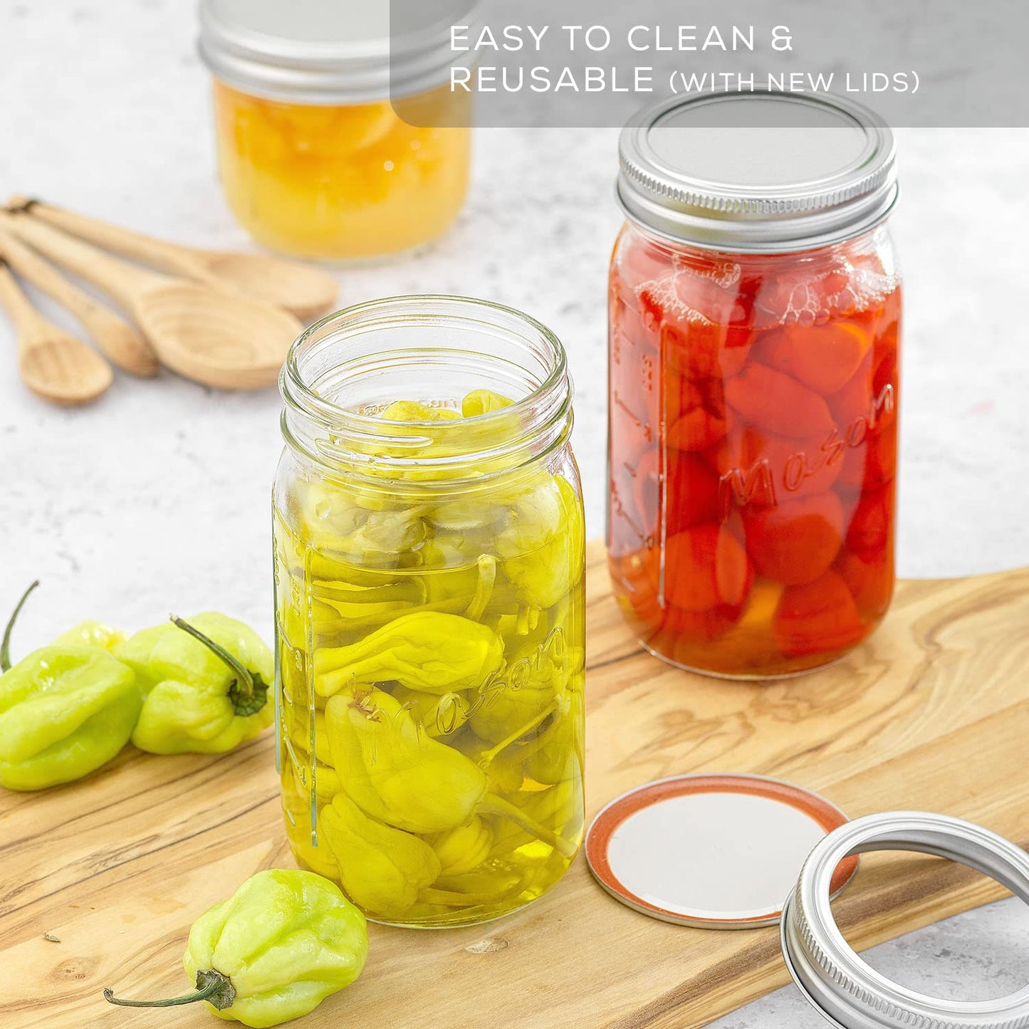 16 Oz Mason Jars 6-Pack with Lids & Labels