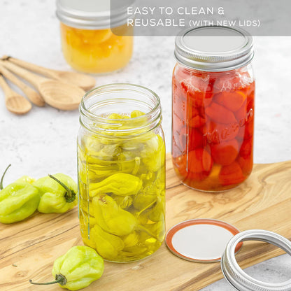 16 Oz Mason Jars 6-Pack with Lids & Labels