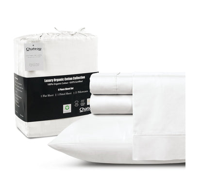 Organic Cotton Queen Bed Sheets, 300 Thread Count