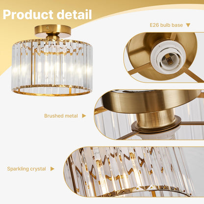 Modern Gold Semi Flush Mount Ceiling Light