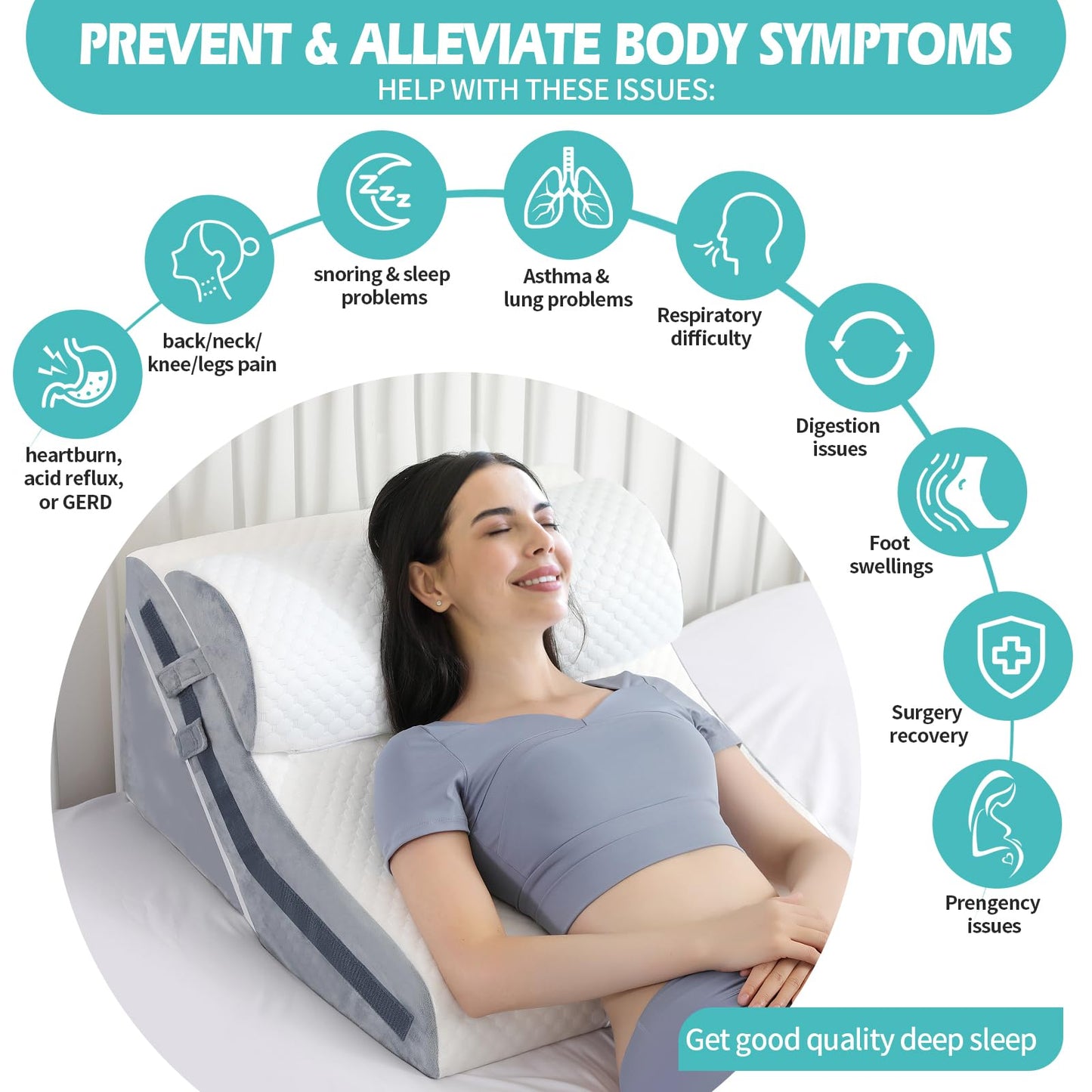 Adjustable Memory Foam Wedge Pillow for Back Pain