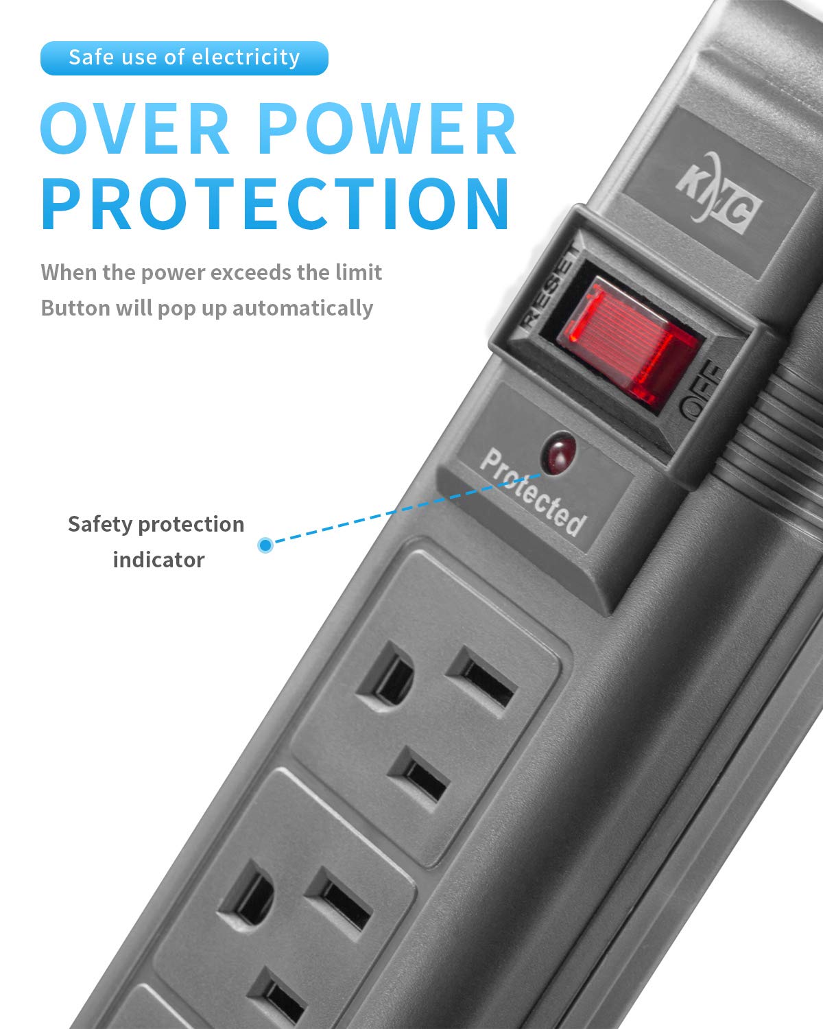 KMC 6-Outlet Surge Protector Power Strip, 2-Pack