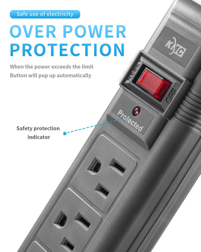 KMC 6-Outlet Surge Protector Power Strip, 2-Pack