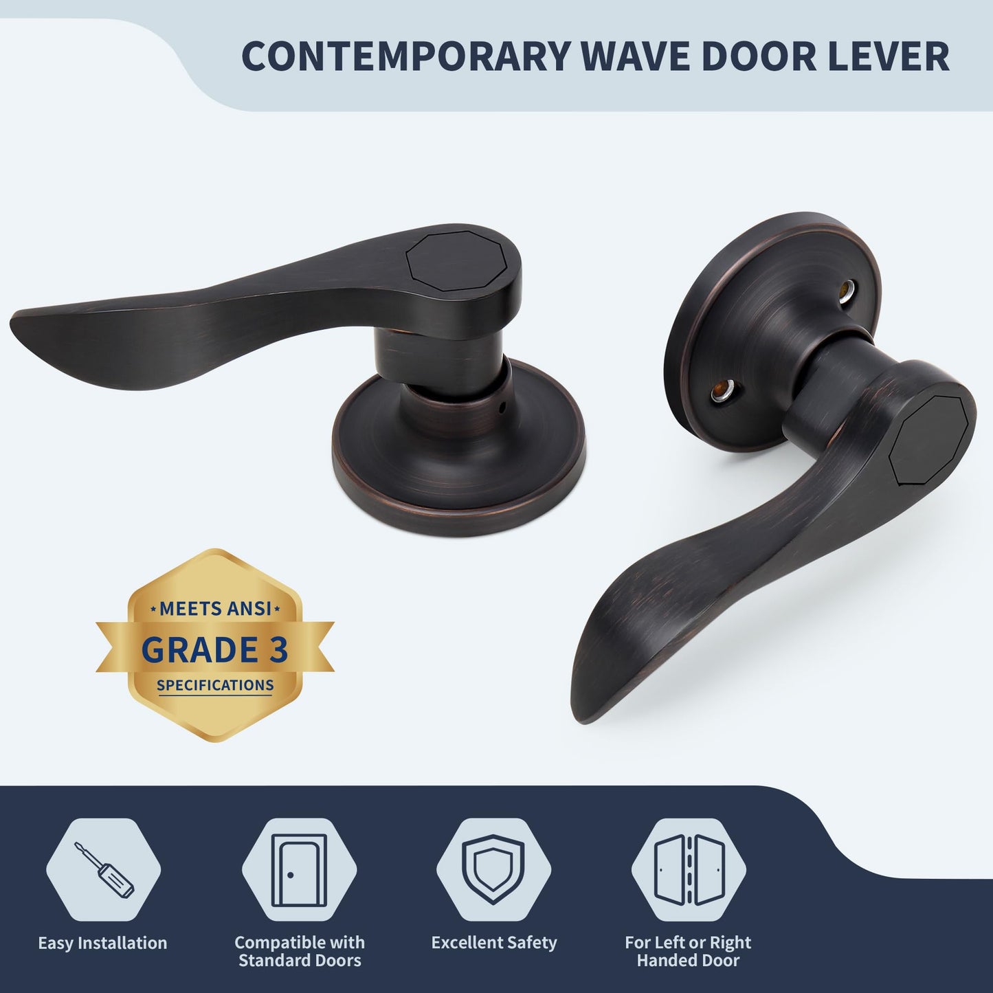 LOQRON Keyless Oil Rubbed Bronze Door Lever Set
