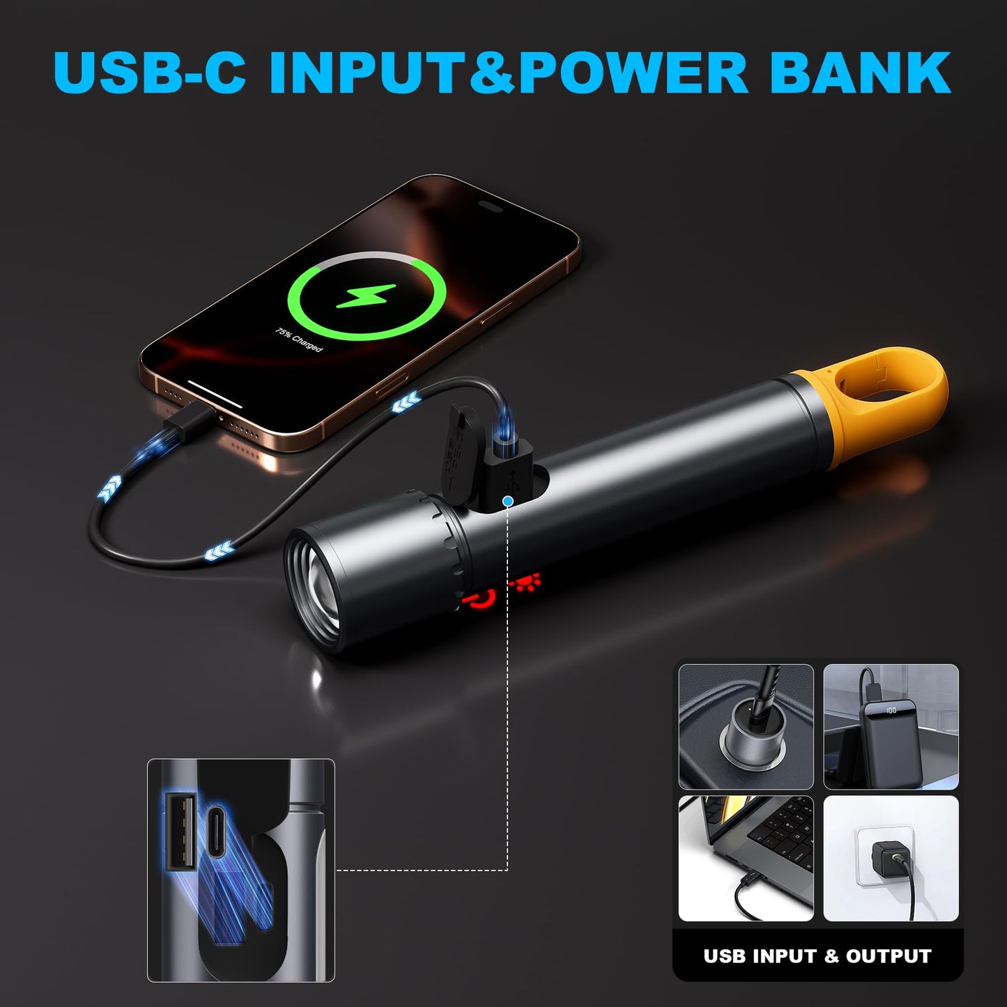 90000Lux ADDplus Rechargeable Magnetic Flashlight