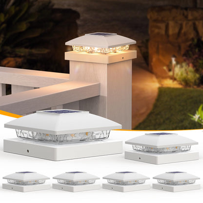 APONUO Warm White Solar Post Cap Lights 6 Pack