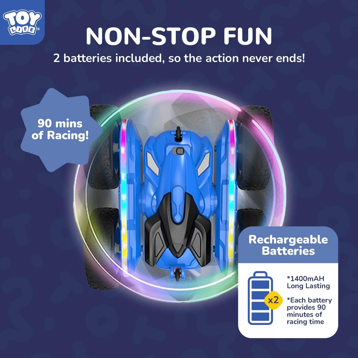TOY Life Kids Stunt Remote Control Car 2.4G HZ Remote Control Cars RC Stunt Car Remote Control Toys for Boy & Girl RC Stunt Car Double Sided 360° Rotating Cars Birthday for Kids