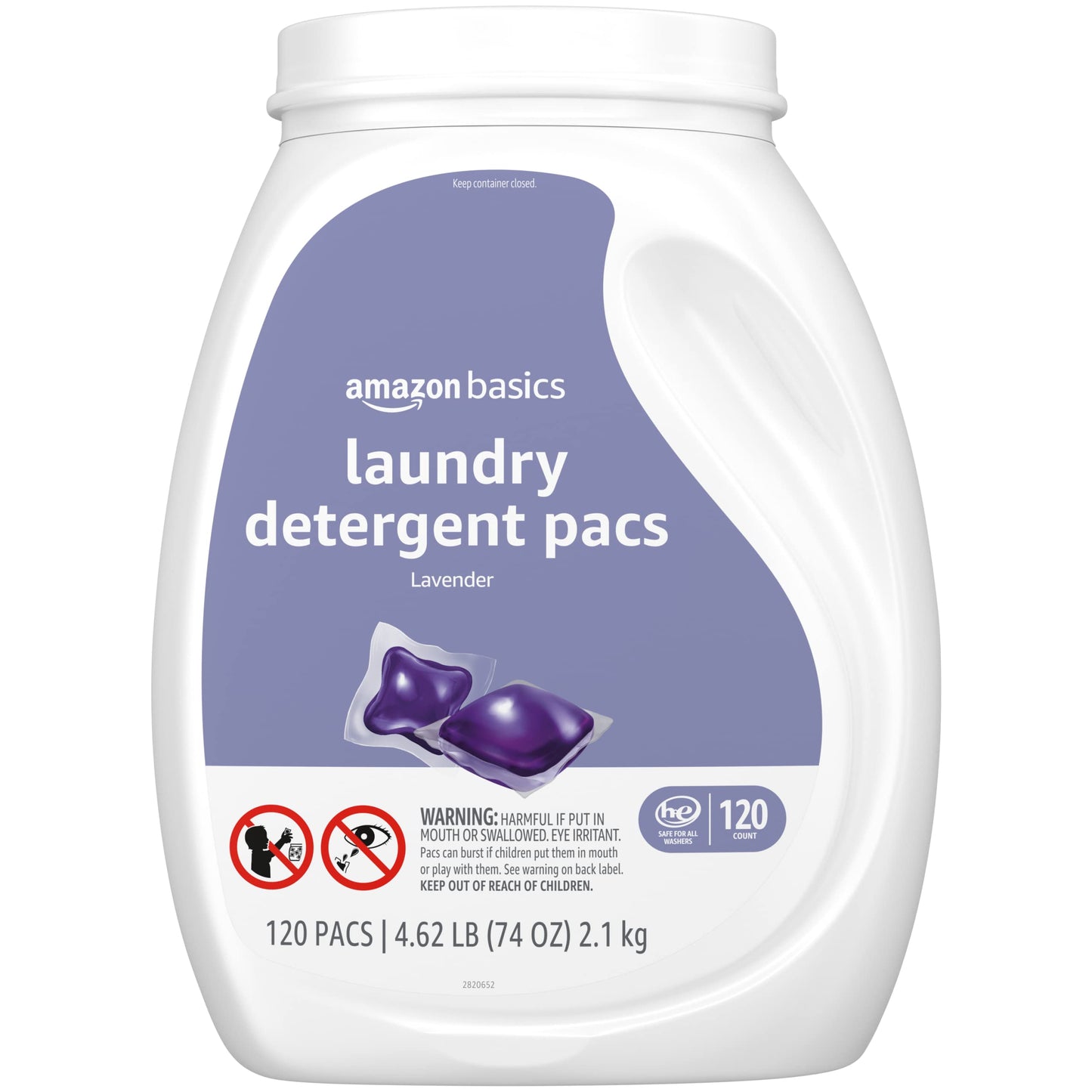 Amazon Basics Laundry Detergent Pacs, Lavender Scent, 120 Count (Previously Solimo)