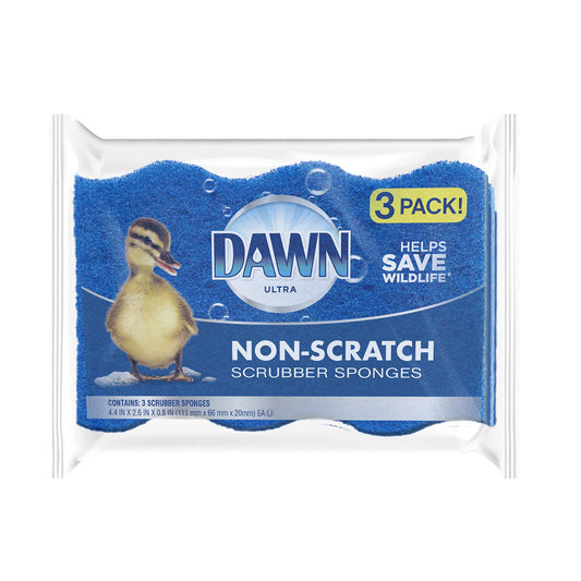 Dawn Non-Scratch Kitchen Sponges, Blue (3-Pack)