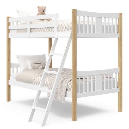 Storkcraft Caribou Twin-Over-Twin Bunk Bed (White with Natural) – GREENGUARD Gold Certified, Converts to 2 Individual Twin beds