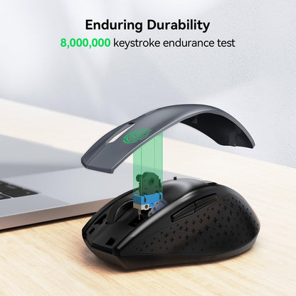 TECKNET Wireless Mouse, 2.4G USB Computer Mouse with 6-Level Adjustable 3200 DPI, 30 Months Battery, Ergonomic Grips, 6 Buttons Portable for PC, Chromebook, Mac - Grey