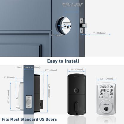 Signstek Fingerprint Door Lock, Keyless Entry Door Lock, Smart Biometric Door Lock with Keypad, Electronic Keypad Deadbolt for Home, Appartment,Bedroom, Easy to Install, Satin Chrome