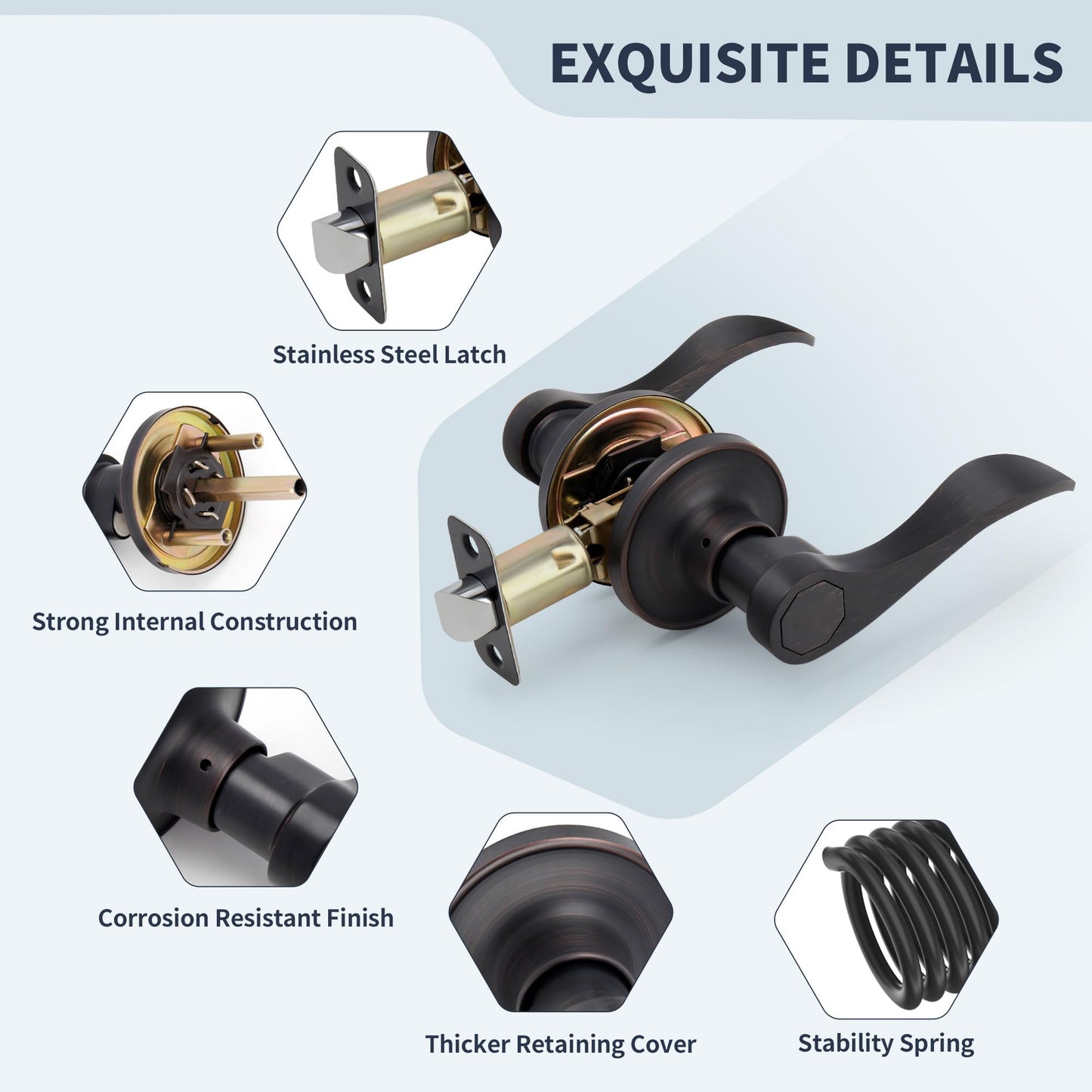 LOQRON Keyless Oil Rubbed Bronze Door Lever Set