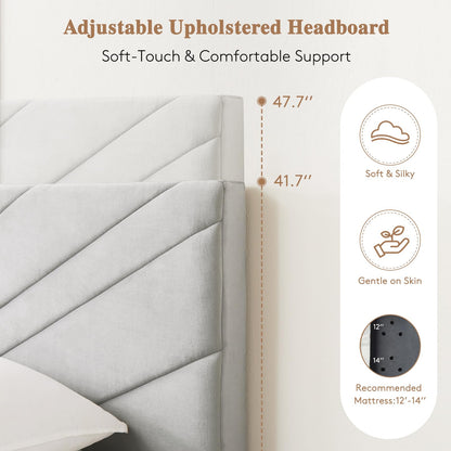 Full Size Bed Frame with Adjustable Headboard