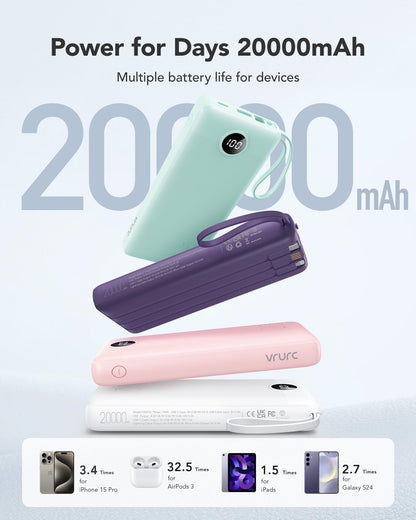 20000mAh VRURC Fast Charging Power Bank