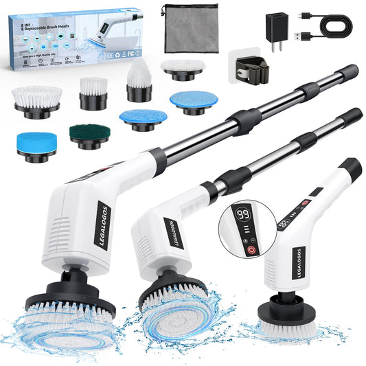 Electric Spin Scrubber with 8 Replaceable Brush Heads