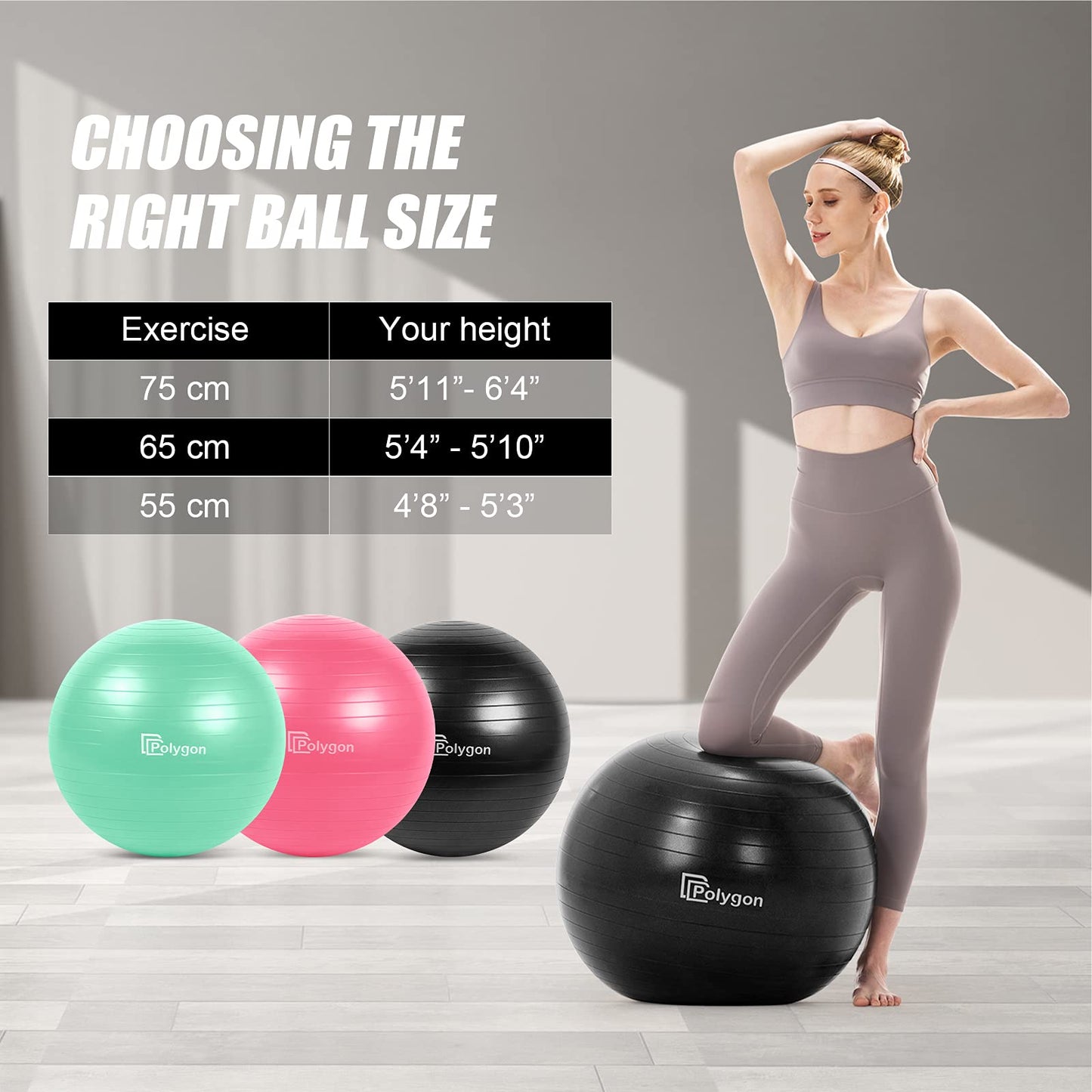 Polygon Anti-Burst Fitness Yoga Ball - 65CM