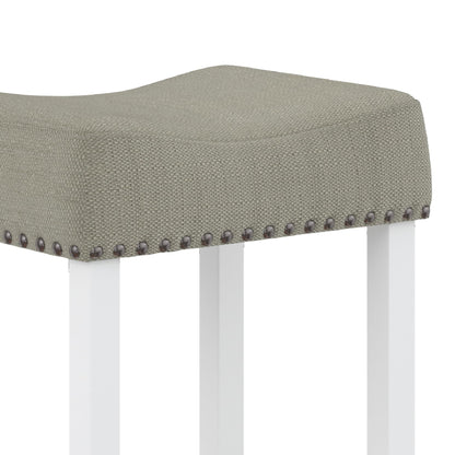 Nathan James Hylie Nailhead Wood Counter Height Kitchen Bar Stool, 24", Gray/White
