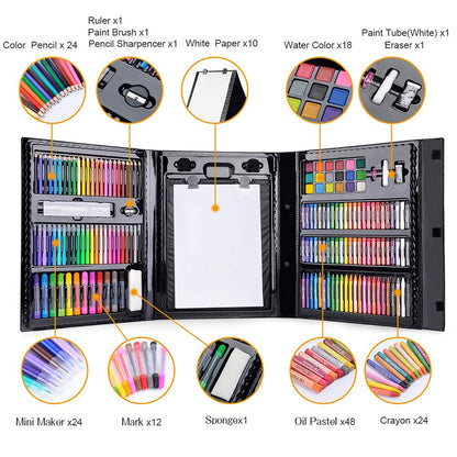 Art Supplies for Kids, Art Set, Art Kit, Drawing Kits, Art and Crafts with Origami Paper, Scissors, Markers, Kindergarten Homeschool Supplies Christmas Birthday Gift (Black)
