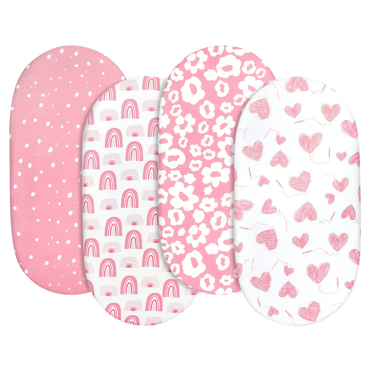 4 Pack Fitted Baby Bassinet Sheets
