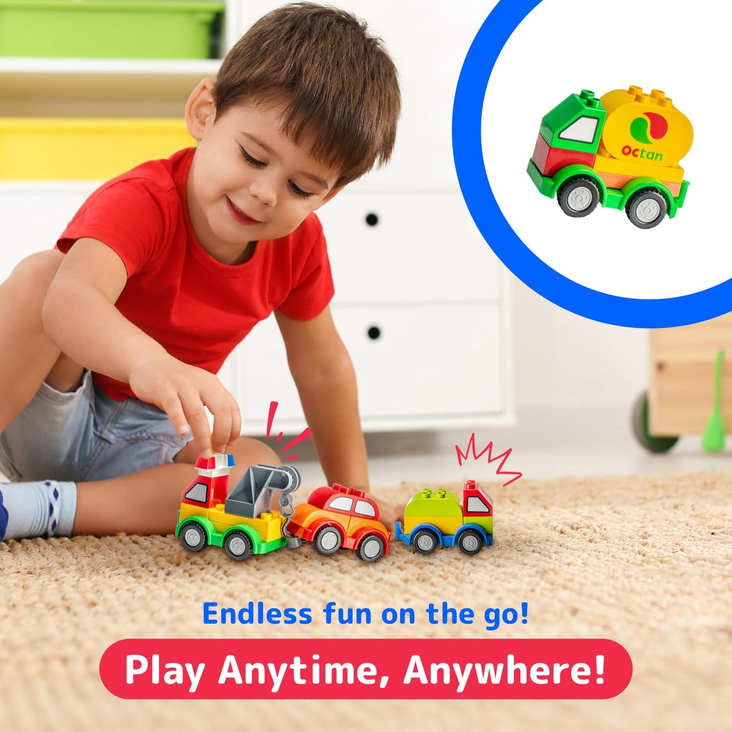 PREXTEX 60-Piece Building Blocks for Toddlers