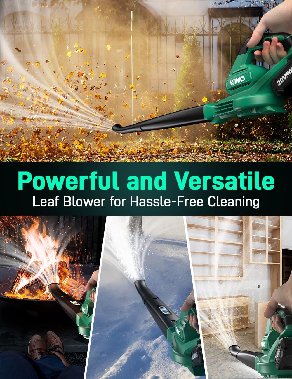 K I M O. Cordless Leaf Blower with Battery