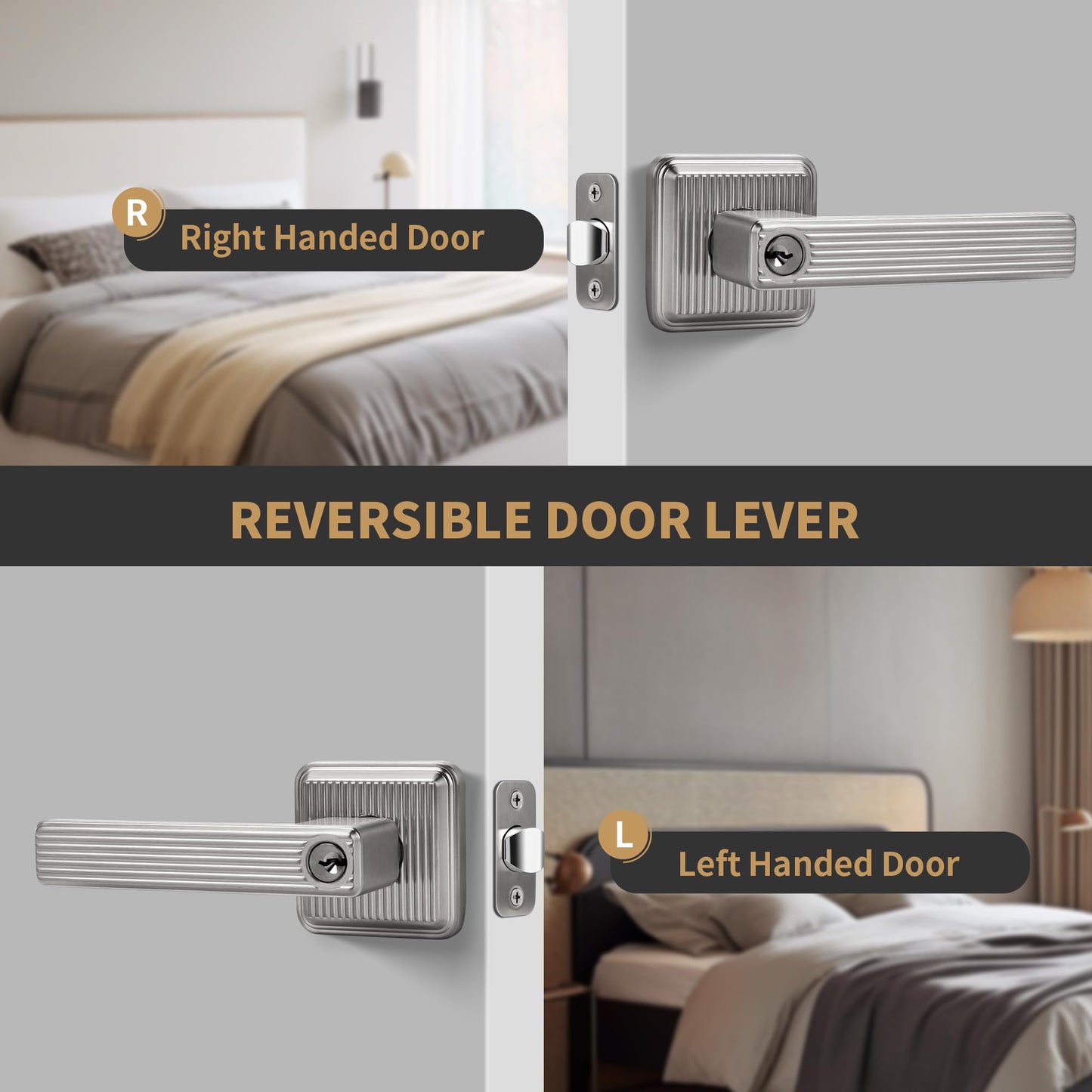 Heavy Duty Keyed Entry Door Handle - Satin Nickel