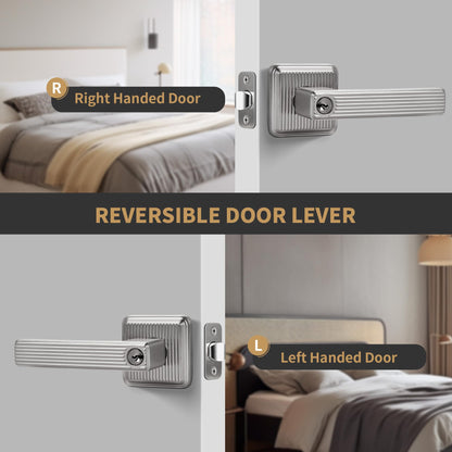 Heavy Duty Keyed Entry Door Handle - Satin Nickel