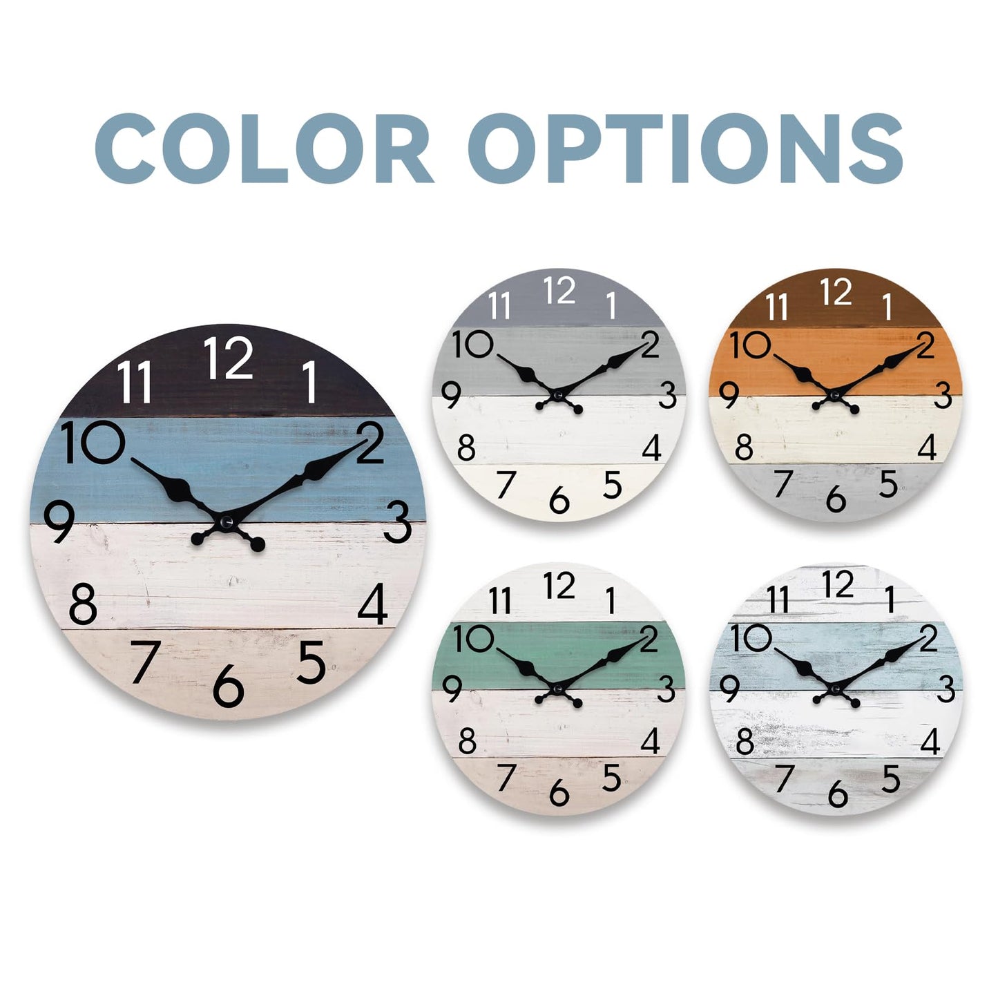 KECYET Wall Clock Silent Non-Ticking Beach Style Clocks Battery Operated Coastal Blue Country Retro Rustic Decorative for Pool Kitchen Bathroom Bedroom Home (8 Inch)