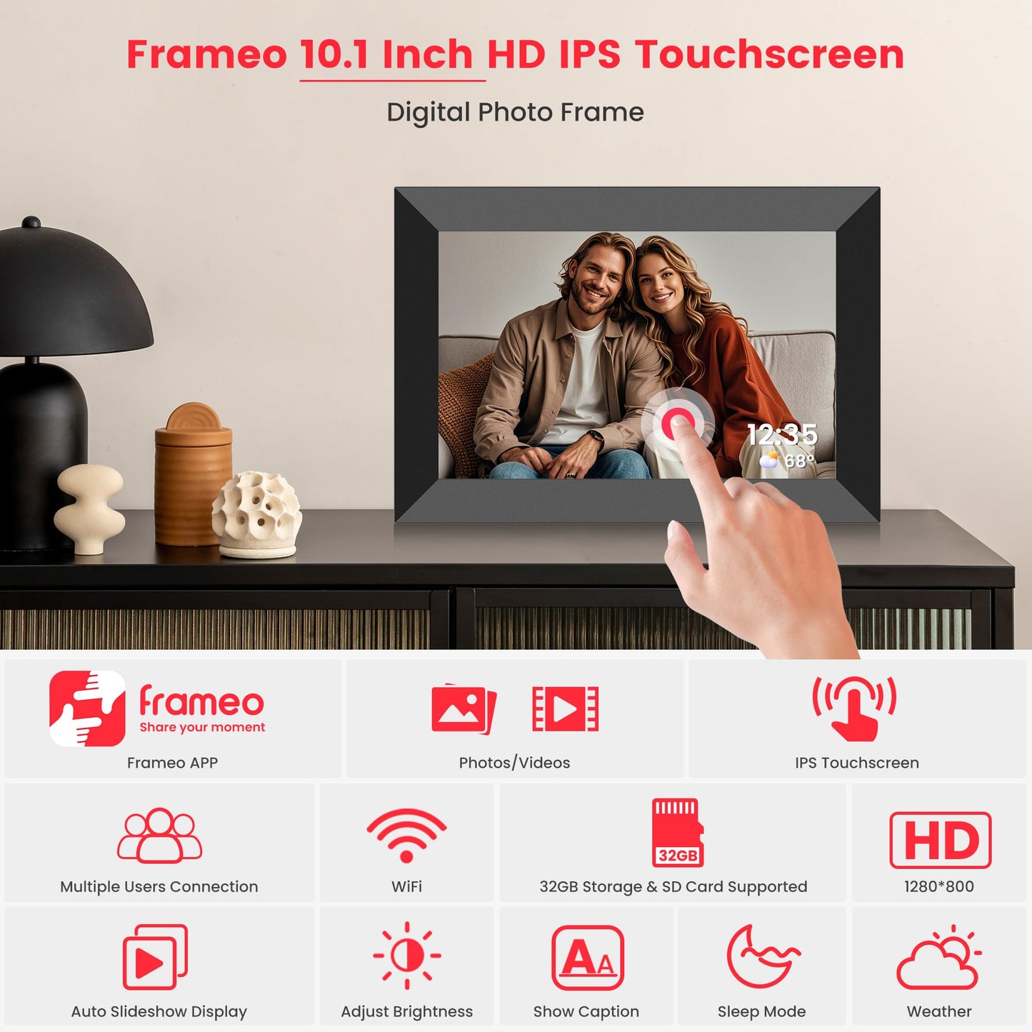 WiFi Digital Photo Frame 10.1 Inch with Touch