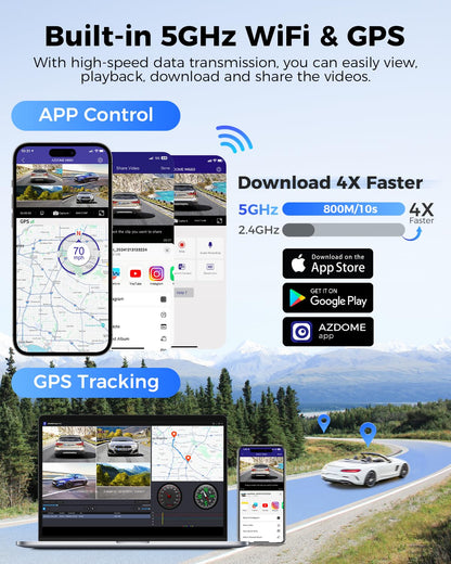 AZDOME 360° 4-Channel Dash Cam with Night Vision